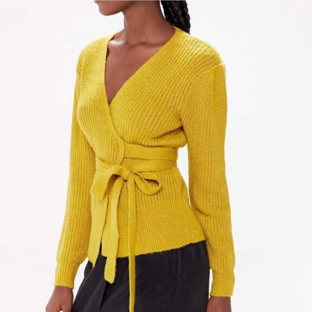 Urban Outfitters Mustard Yellow Wrap V-Neck Sweater